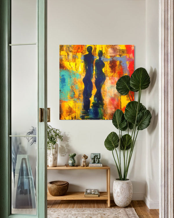 Paar im Sonnenlicht 80x80cm, Acrylgemälde auf Leinwand im häuslichen Ambiente, 80 x 80 cm, kunst-direkt.de