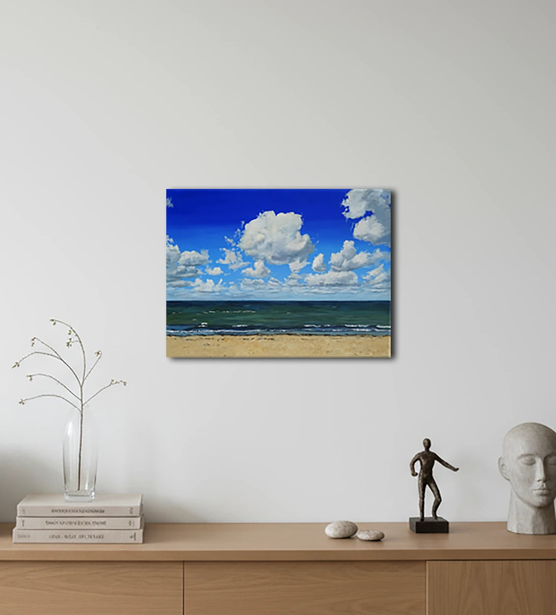 Meer mit Wolken von Britta Kröger an der Wand – Original-Acrylgemälde, 30x40 cm, nordische Landschaftsmalerei, signiertes Unikat | Kunst-Direkt.de
