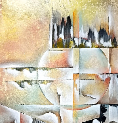 Detailansicht Lothar Bergmann Ohne Titel – Reliefartige Spachtelstruktur, Tupftechnik, Sprüheffekte und Pigmentpulver, Detailansicht, Kunst-Direkt.de / Newart.gallery