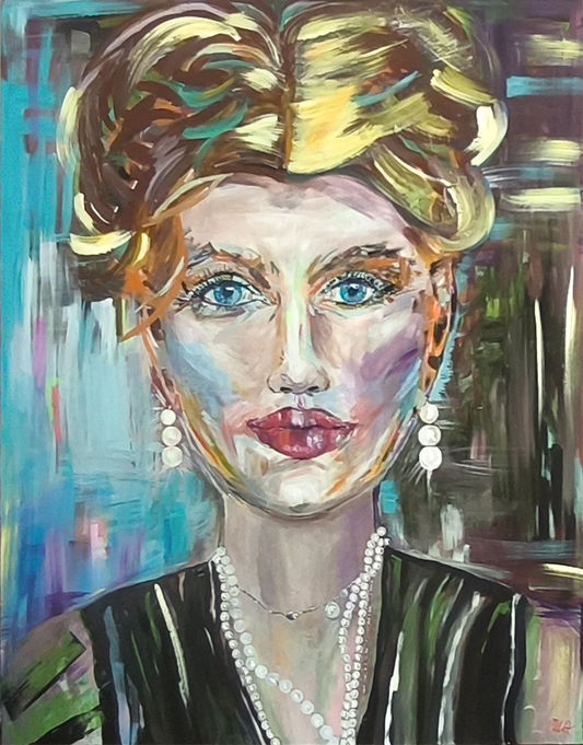 Perly, Acrylgemälde, 150 x 120 cm, Maren Lüke-Amato, Portrait einer Frau, Kunst-Direkt.de