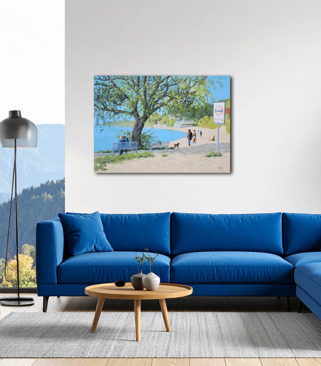 Spaziergang am Elbufer von Britta Kröger an der Wand – Original-Acrylgemälde, 60x80 cm, nordische Landschaftsmalerei, signiertes Unikat | Kunst-Direkt.de
