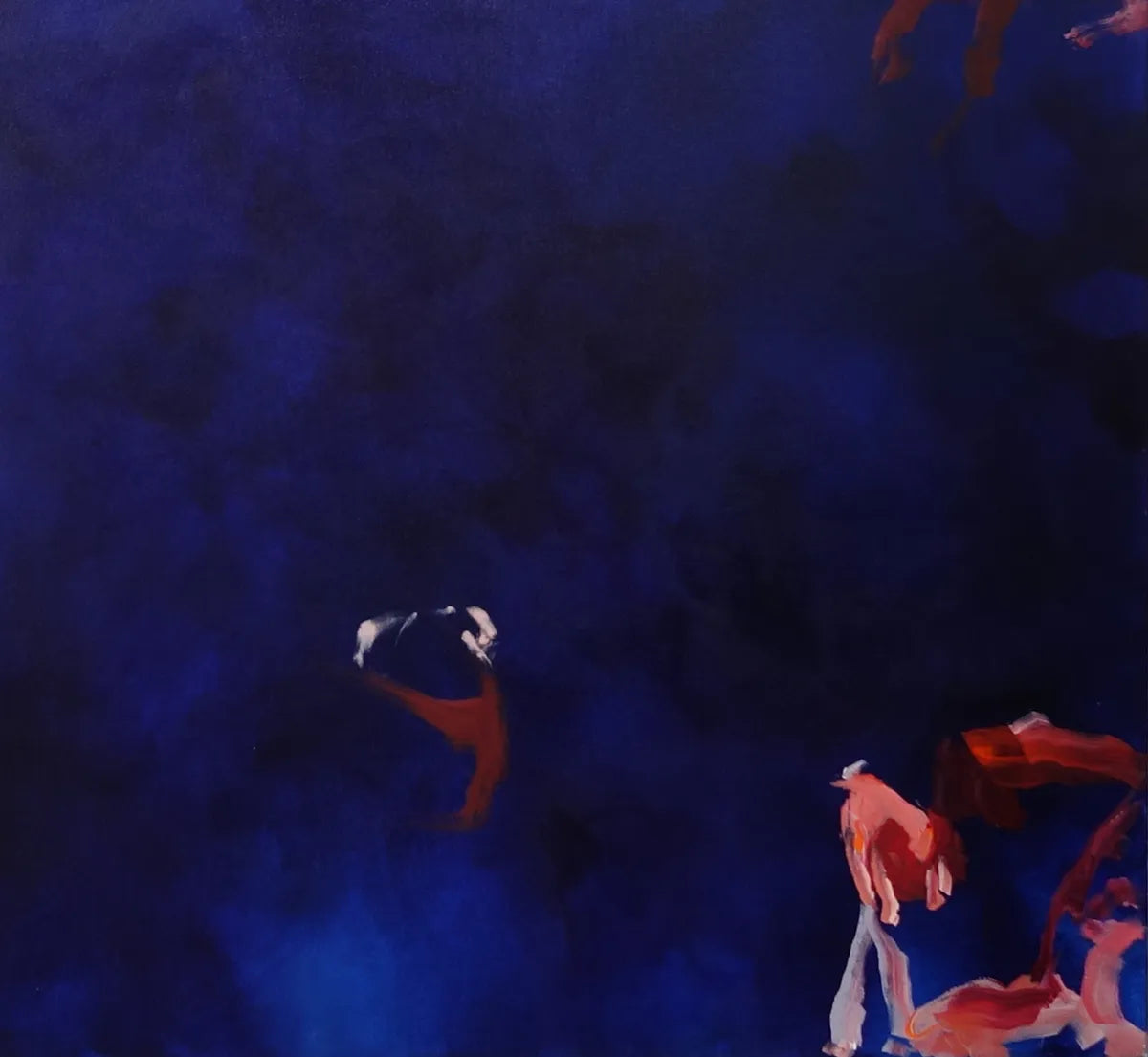 Red corals in the deep blue sea, 160 x 160 cm, Acrylgemälde, Details 1, Marion Schmidtke, Kunst-Direkt.de
