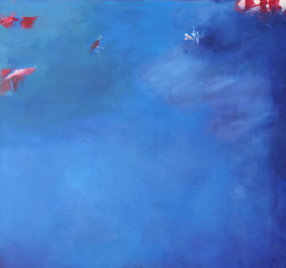 Red corals in the deep blue sea, 160 x 160 cm, Acrylgemälde, Details 2, Marion Schmidtke, Kunst-Direkt.de