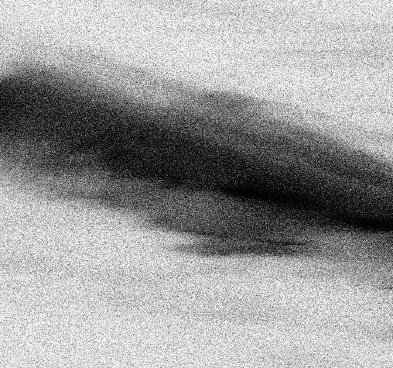 Detailansicht The Beauty of Confrontation Malte Lüdemann – Feine monochrome Körnung, weiche Wischspuren und grafischer Kontrast aus Tiefschwarz und Nebelweiß
