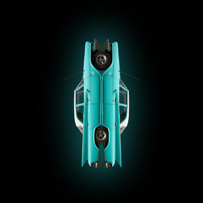 Chrysler Newport, grün, gegeneinander gespiegelt vor scharzem Hintergrund, Format quadratisch, Rolf Krieger, verschiedene Größen, Kunst-Direkt.de